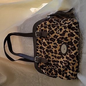Animal print soft faux fur purse